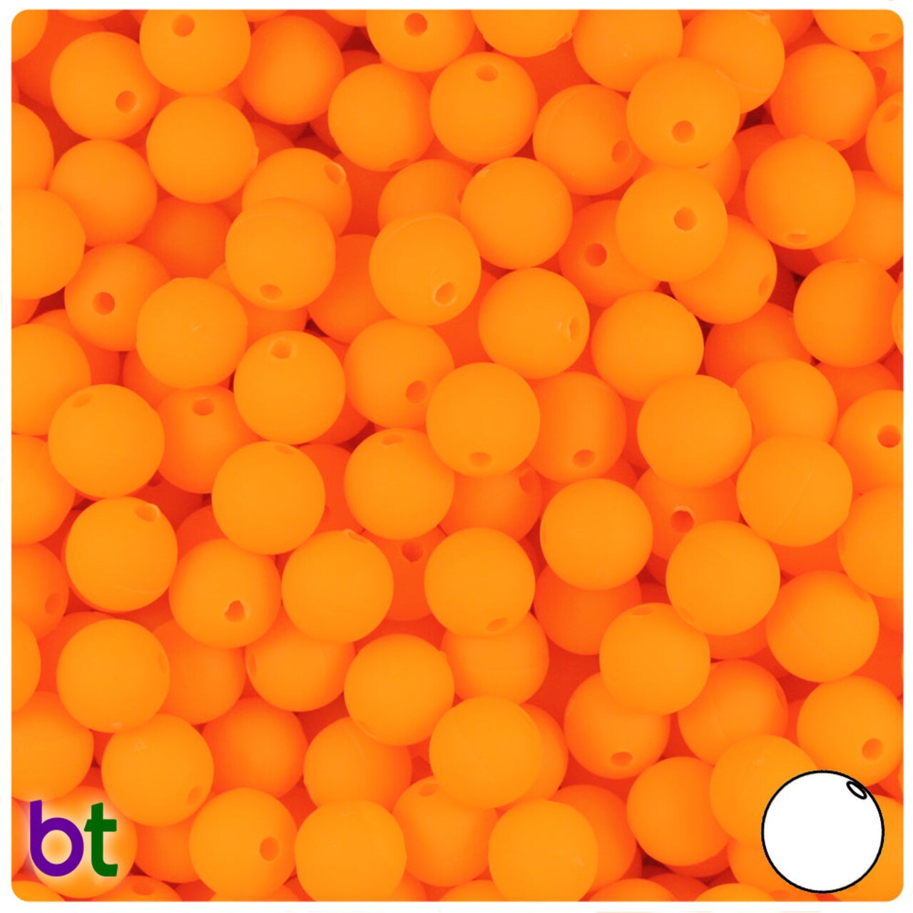 BeadTin Orange Matte 8mm Round Plastic Craft Beads (300pcs)